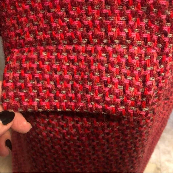 Harris tweed 100% Virgin Handwoven Scottish wool coat-Med. Red/pink multi - Picture 5 of 8